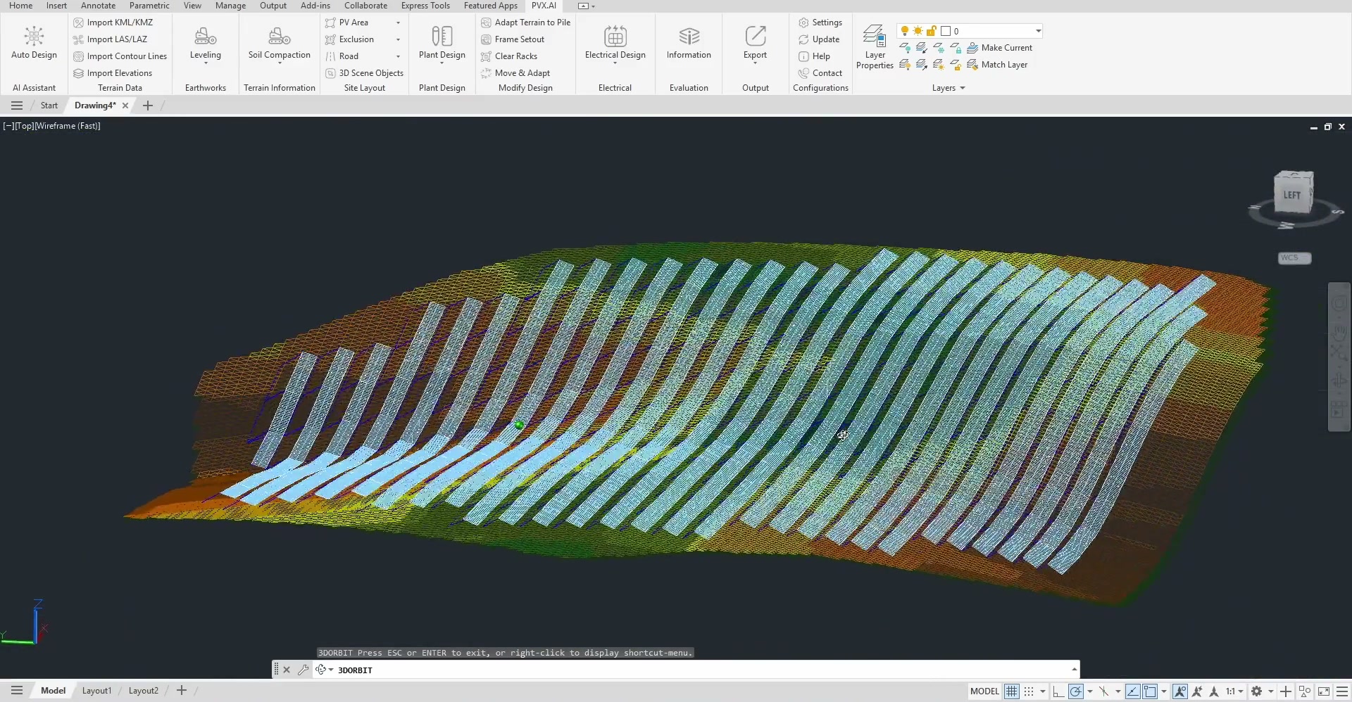 Dynamic shading loss pattern across the terrain